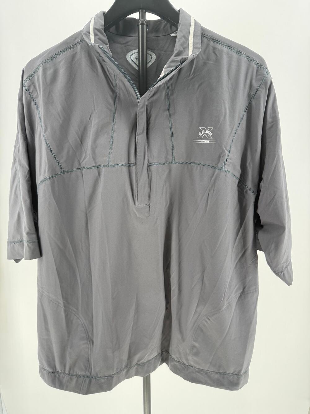 Callaway X Series Golf Windshirt Mens M Gray 1/4 Zip Short Sleeve Pullover